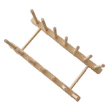 Vertical Wooden Dish Drying Rack 6 Grids Pine Wood Dish Drying Rack with Stable Base for Cups Cutting Boards - Front View