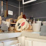 Vertical Wooden Dish Drying Rack 6 Grids Pine Wood Dish Drying Rack with Stable Base for Cups Cutting Boards