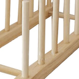 Vertical Wooden Dish Drying Rack 6 Grids Pine Wood Dish Drying Rack with Stable Base for Cups Cutting Boards - Rear View