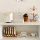 Vertical Wooden Dish Drying Rack 6 Grids Pine Wood Dish Drying Rack with Stable Base for Cups Cutting Boards - Extra Image