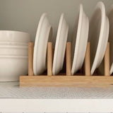 Vertical Wooden Dish Drying Rack 6 Grids Pine Wood Dish Drying Rack with Stable Base for Cups Cutting Boards - Extra Image