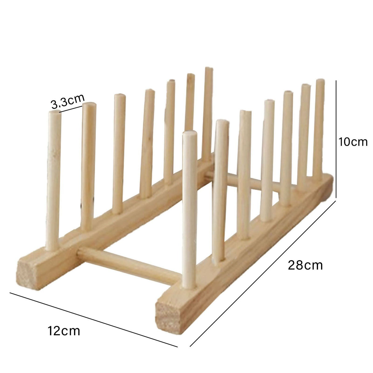 Vertical Wooden Dish Drying Rack 6 Grids Pine Wood Dish Drying Rack with Stable Base for Cups Cutting Boards