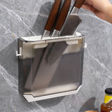 Kitchen Knife Holder Transparent PET Wall Mounted Storage Block Tools Hanging Rack Holder Shelf Gray