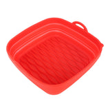 Reusable Fryer Liners Wave Grain Square Fryer Silicone Basket for Home Baking Camping Barbecuing Red - Front View