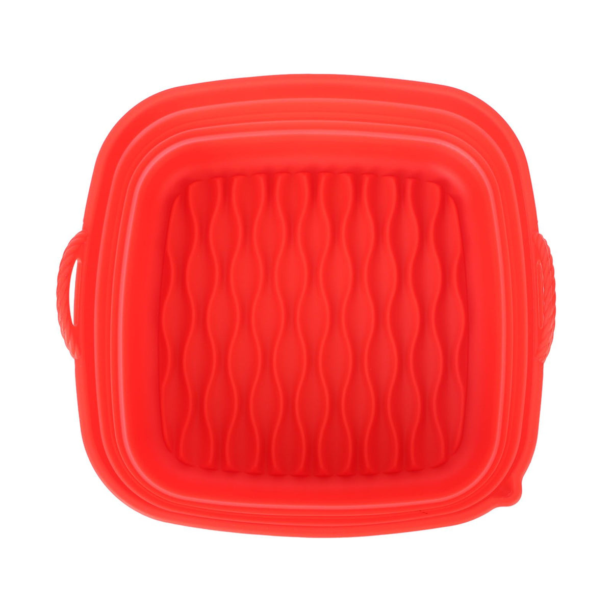 Reusable Fryer Liners Wave Grain Square Fryer Silicone Basket for Home Baking Camping Barbecuing Red