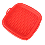 Reusable Fryer Liners Wave Grain Square Fryer Silicone Basket for Home Baking Camping Barbecuing Red - Top-Down View