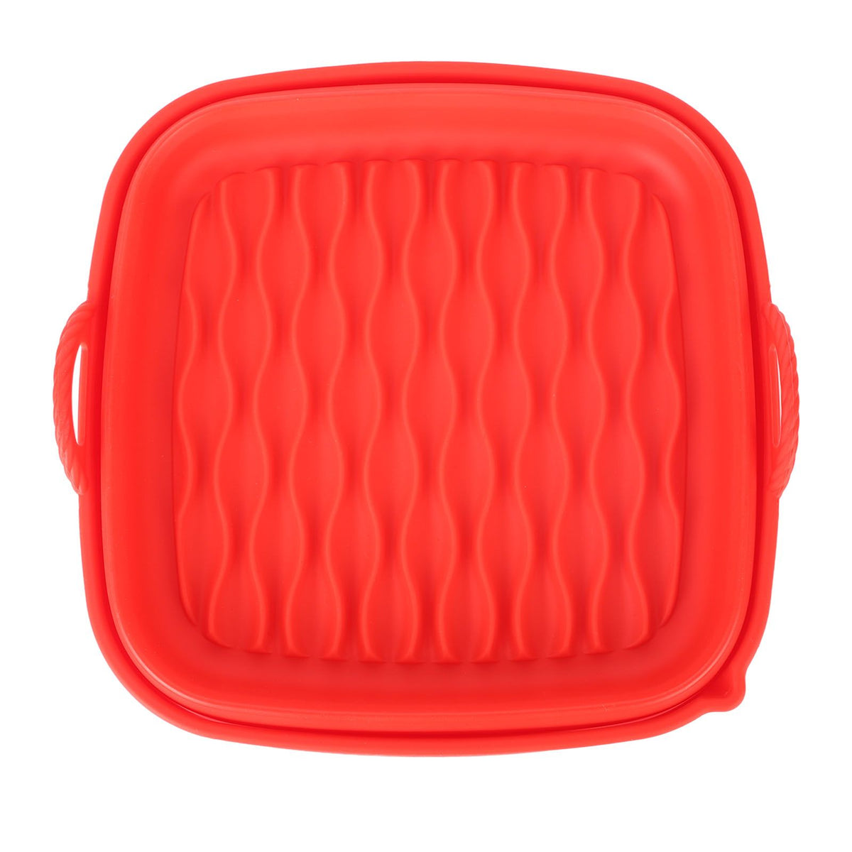 Reusable Fryer Liners Wave Grain Square Fryer Silicone Basket for Home Baking Camping Barbecuing Red