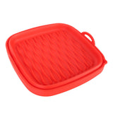 Reusable Fryer Liners Wave Grain Square Fryer Silicone Basket for Home Baking Camping Barbecuing Red - Rear View