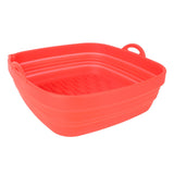 Reusable Fryer Liners Wave Grain Square Fryer Silicone Basket for Home Baking Camping Barbecuing Red