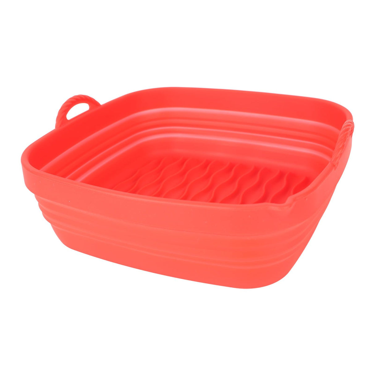 Reusable Fryer Liners Wave Grain Square Fryer Silicone Basket for Home Baking Camping Barbecuing Red
