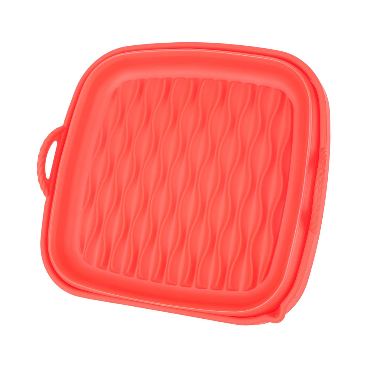 Reusable Fryer Liners Wave Grain Square Fryer Silicone Basket for Home Baking Camping Barbecuing Red