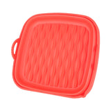 Reusable Fryer Liners Wave Grain Square Fryer Silicone Basket for Home Baking Camping Barbecuing Red