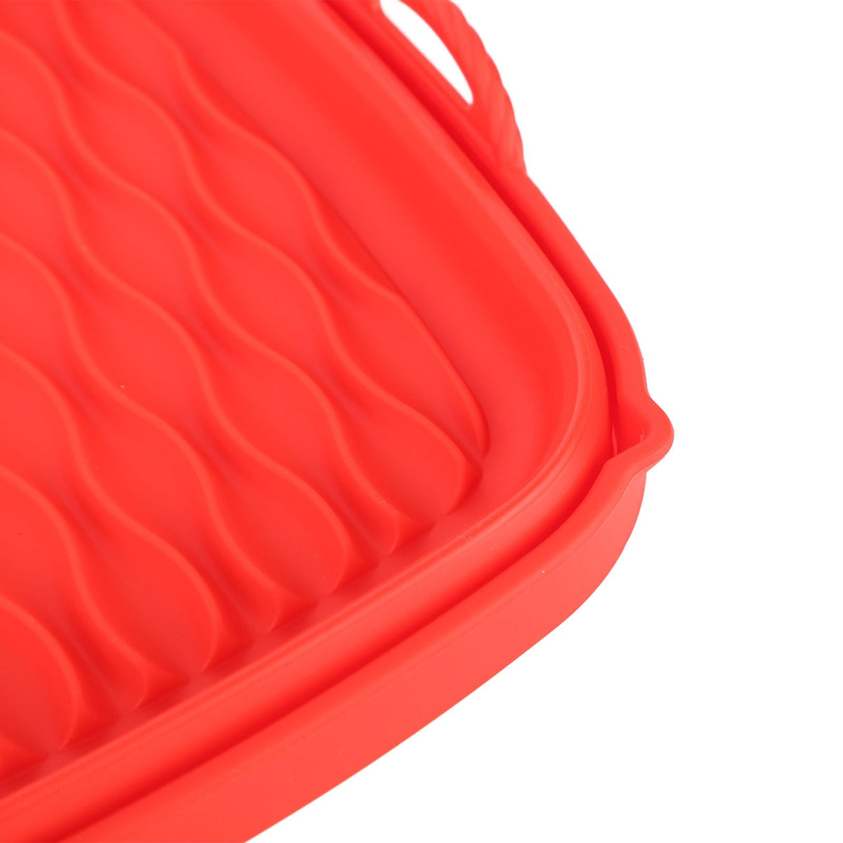 Reusable Fryer Liners Wave Grain Square Fryer Silicone Basket for Home Baking Camping Barbecuing Red