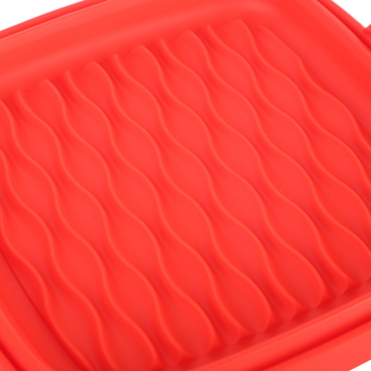 Reusable Fryer Liners Wave Grain Square Fryer Silicone Basket for Home Baking Camping Barbecuing Red