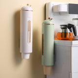 Paper Cup Dispenser Wall Mounted Pull Type Water Cup Holder Dispenser with Transparent Window for Home Kitchen Office Grass Green - Rear View
