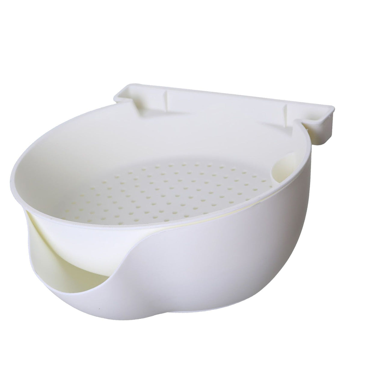 Strainer Bowl 2 Layer Fruit Colander Basket Plastic with Phone Bracket for Kitchen Food White