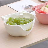 Strainer Bowl 2 Layer Fruit Colander Basket Plastic with Phone Bracket for Kitchen Food White
