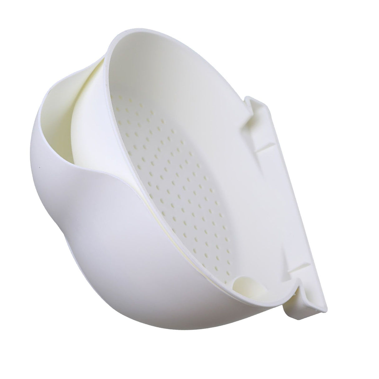 Strainer Bowl 2 Layer Fruit Colander Basket Plastic with Phone Bracket for Kitchen Food White