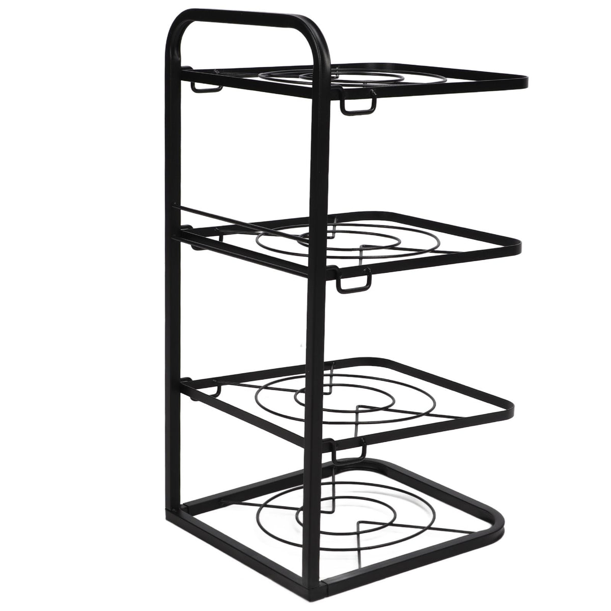 Kitchen Pots Organizer 4 Tiers Adjustable Height Space Saving Pan Rack for Under Sink Cabinet Countertop