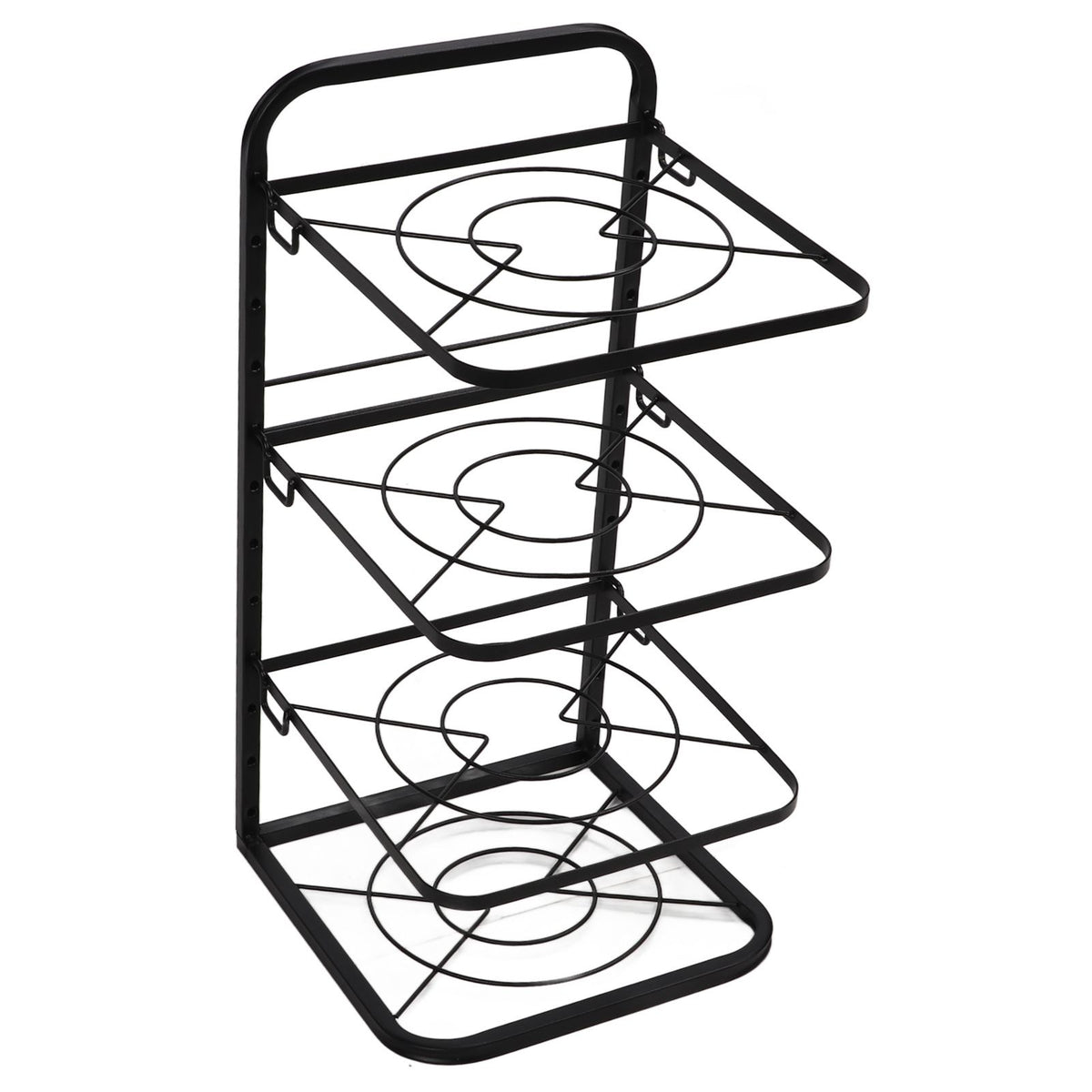 Kitchen Pots Organizer 4 Tiers Adjustable Height Space Saving Pan Rack for Under Sink Cabinet Countertop