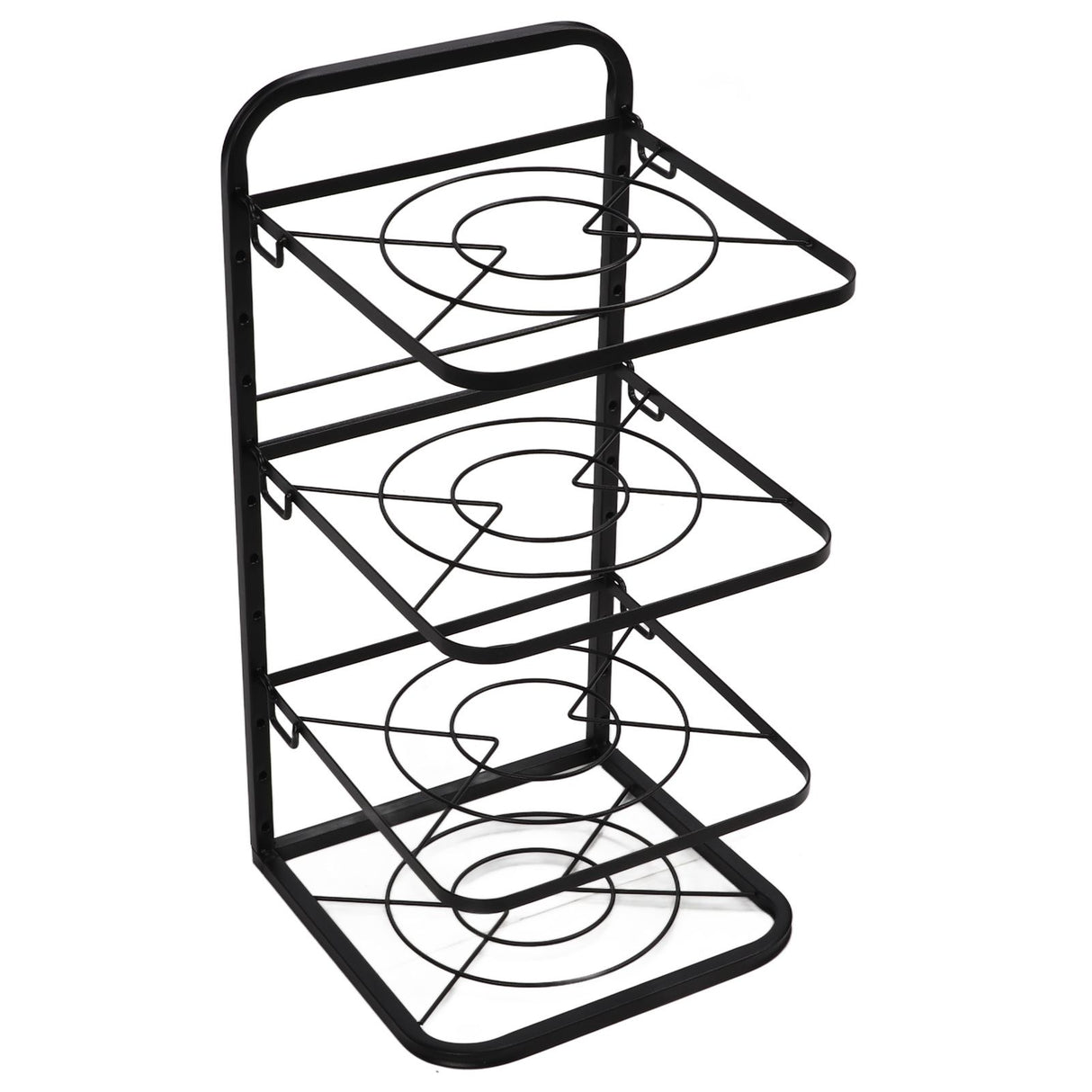 Kitchen Pots Organizer 4 Tiers Adjustable Height Space Saving Pan Rack for Under Sink Cabinet Countertop