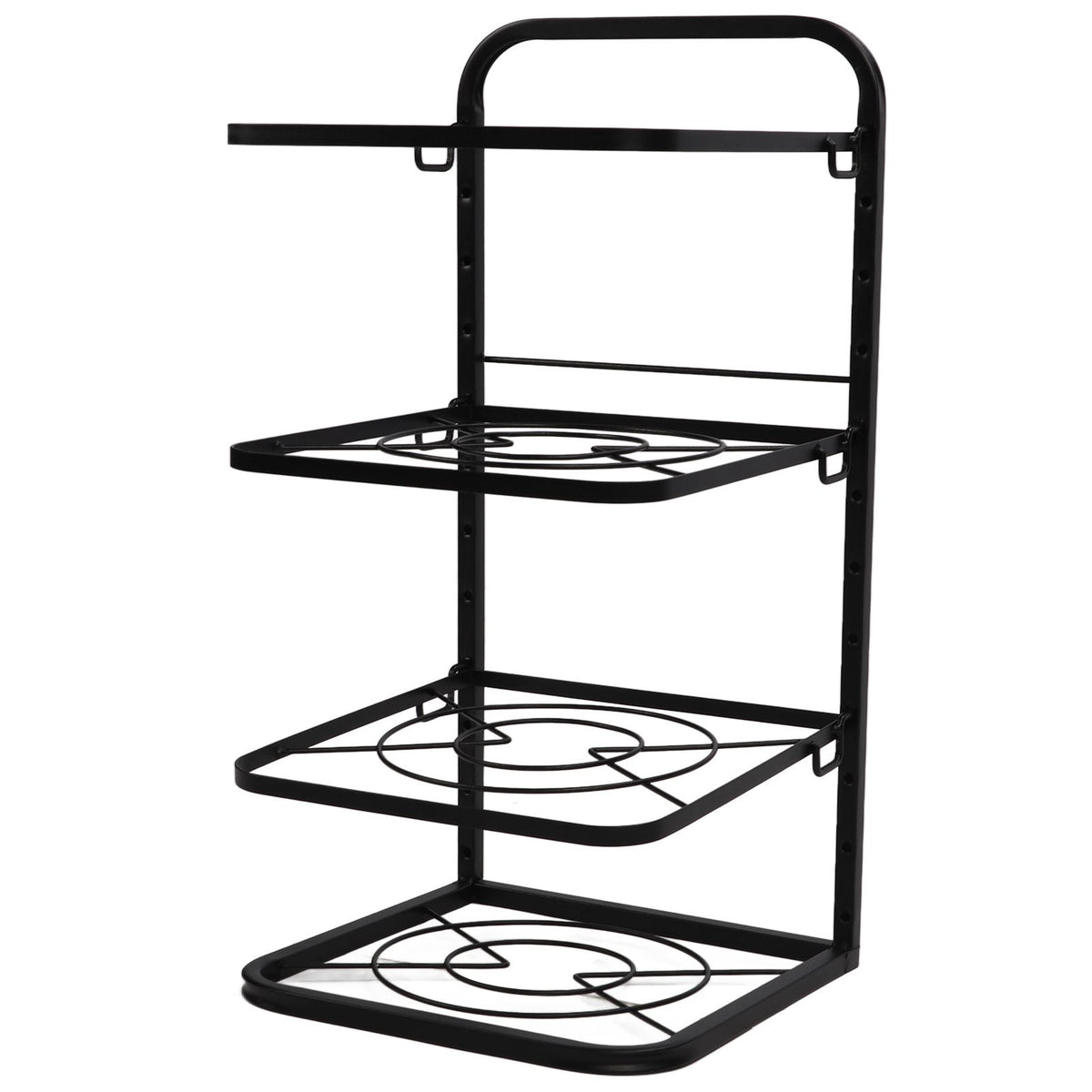 Kitchen Pots Organizer 4 Tiers Adjustable Height Space Saving Pan Rack for Under Sink Cabinet Countertop