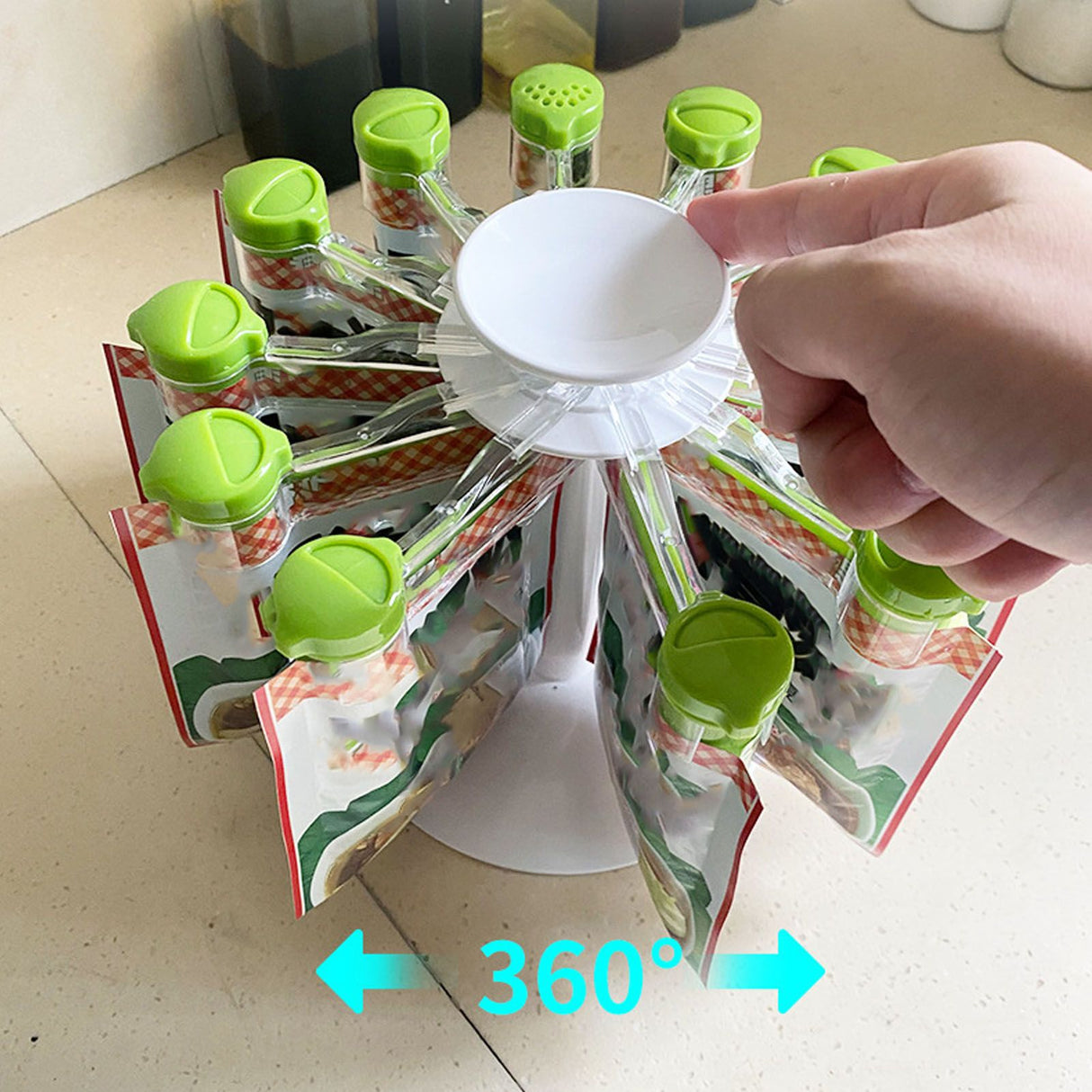 Rotating Seasoning Bag Rack Condiment Spice Storage Bracket Organizer Holder for Kitchen