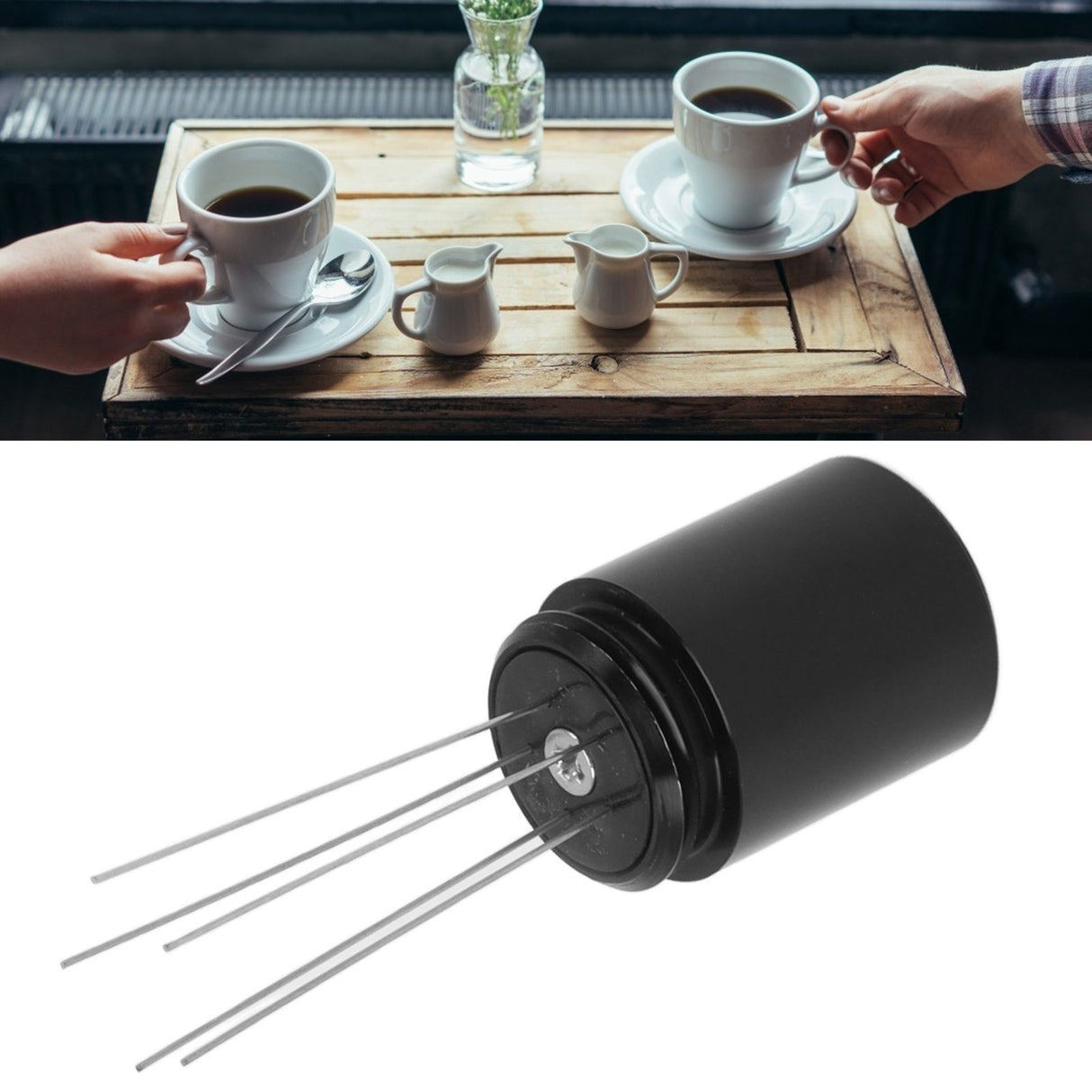 Coffee Stirring Tamper 304 Stainless Steel Needle Type Coffee Distribution Tool for Home Black