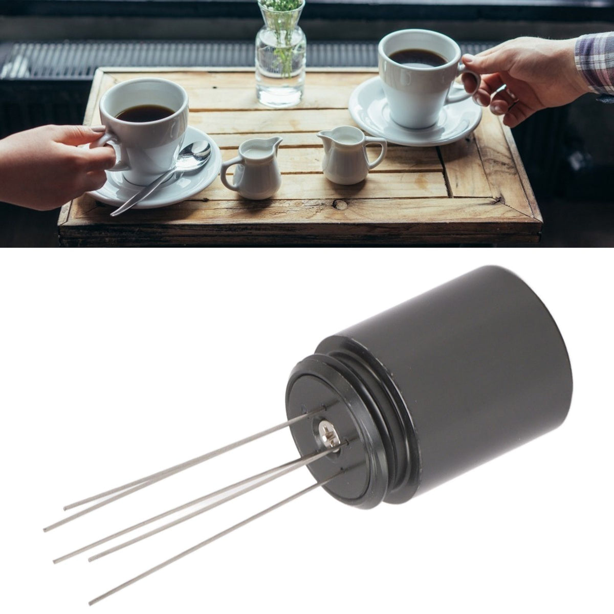 Coffee Stirring Tamper 304 Stainless Steel Needle Type Coffee Distribution Tool for Home Dark Gray