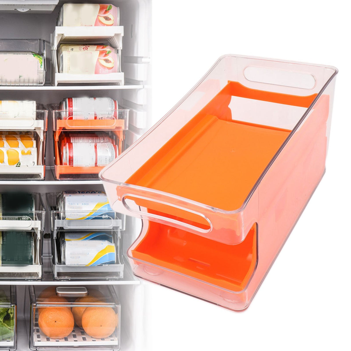 2 Tier Soda Can Rack Beverage Can Can Storage Holder Can Holder for Pantry Refrigerator Orange