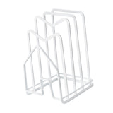 Chopping Board Storage Rack Multifunctional Pot Pan Lid Stand Holder Iron Good Ventilation Kitchen Countertop Organizer White Standard - Front View