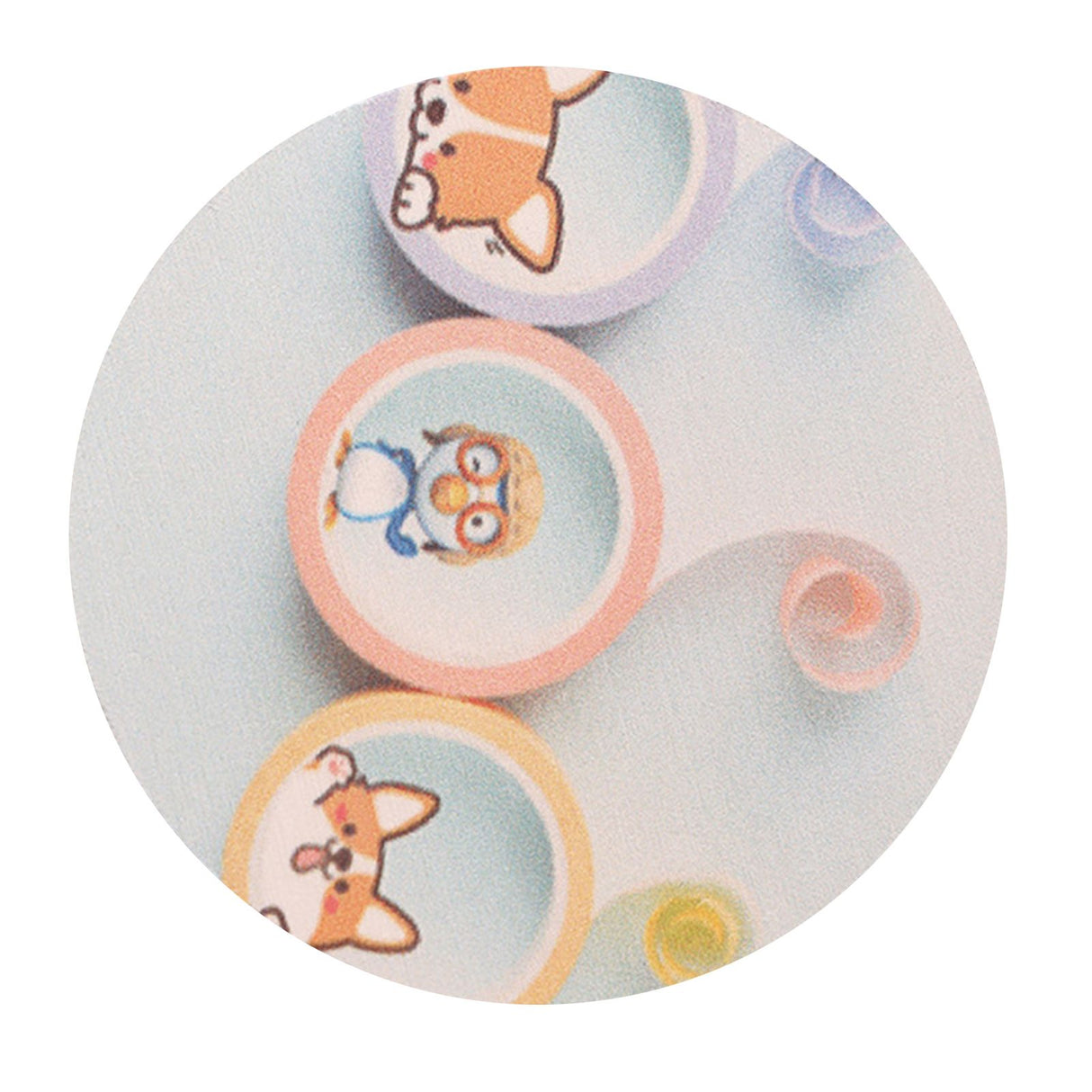 Round Cartoon Diatom Mud Coaster Water Absorbent Coaster Cutlery Insulation Anti Scalding Pad Marble Table Decor Flying Penguin