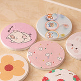 Round Cartoon Diatom Mud Coaster Water Absorbent Coaster Cutlery Insulation Anti Scalding Pad Marble Table Decor Flying Penguin - Low Angle