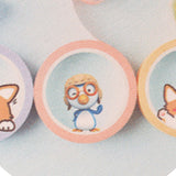 Round Cartoon Diatom Mud Coaster Water Absorbent Coaster Cutlery Insulation Anti Scalding Pad Marble Table Decor Flying Penguin
