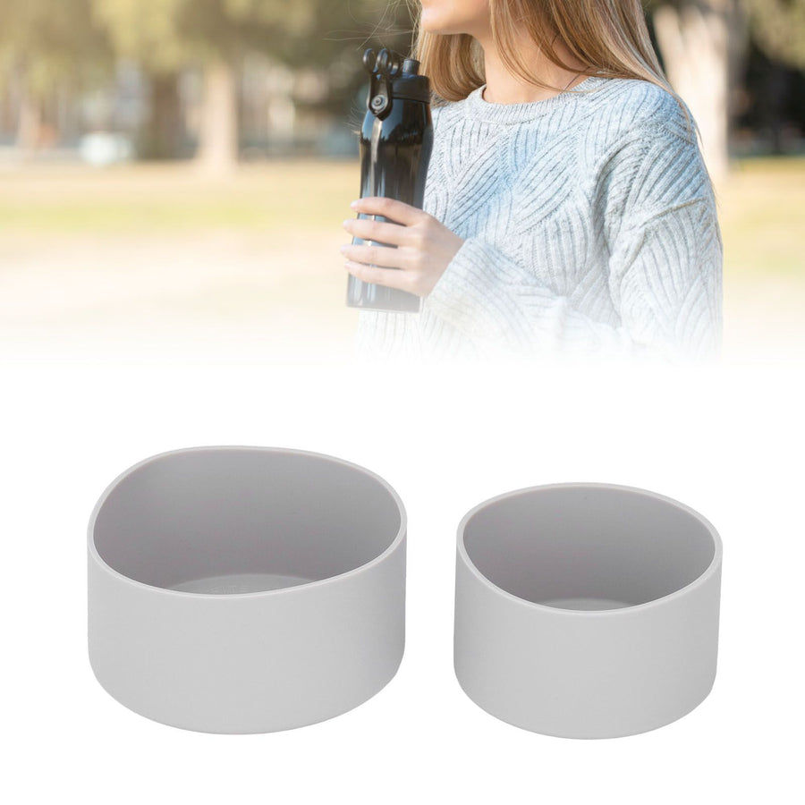 2Pcs Silicone Bumper Boot Protective Water Bottle Bottom Sleeve Cover for Space Thermal Cup Gray