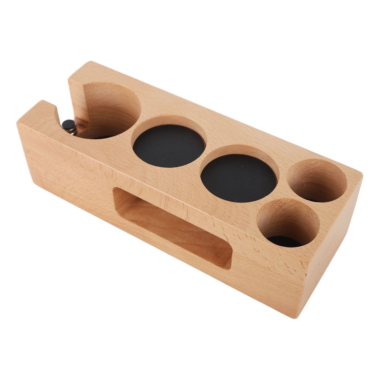 Wood Coffee Filter Tamper Holder Wooden Coffee Tamper Mat Stand for Home Cafe Restaurant Hotel Office 58mm 5 Hole
