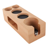 Wood Coffee Filter Tamper Holder Wooden Coffee Tamper Mat Stand for Home Cafe Restaurant Hotel Office 58mm 5 Hole