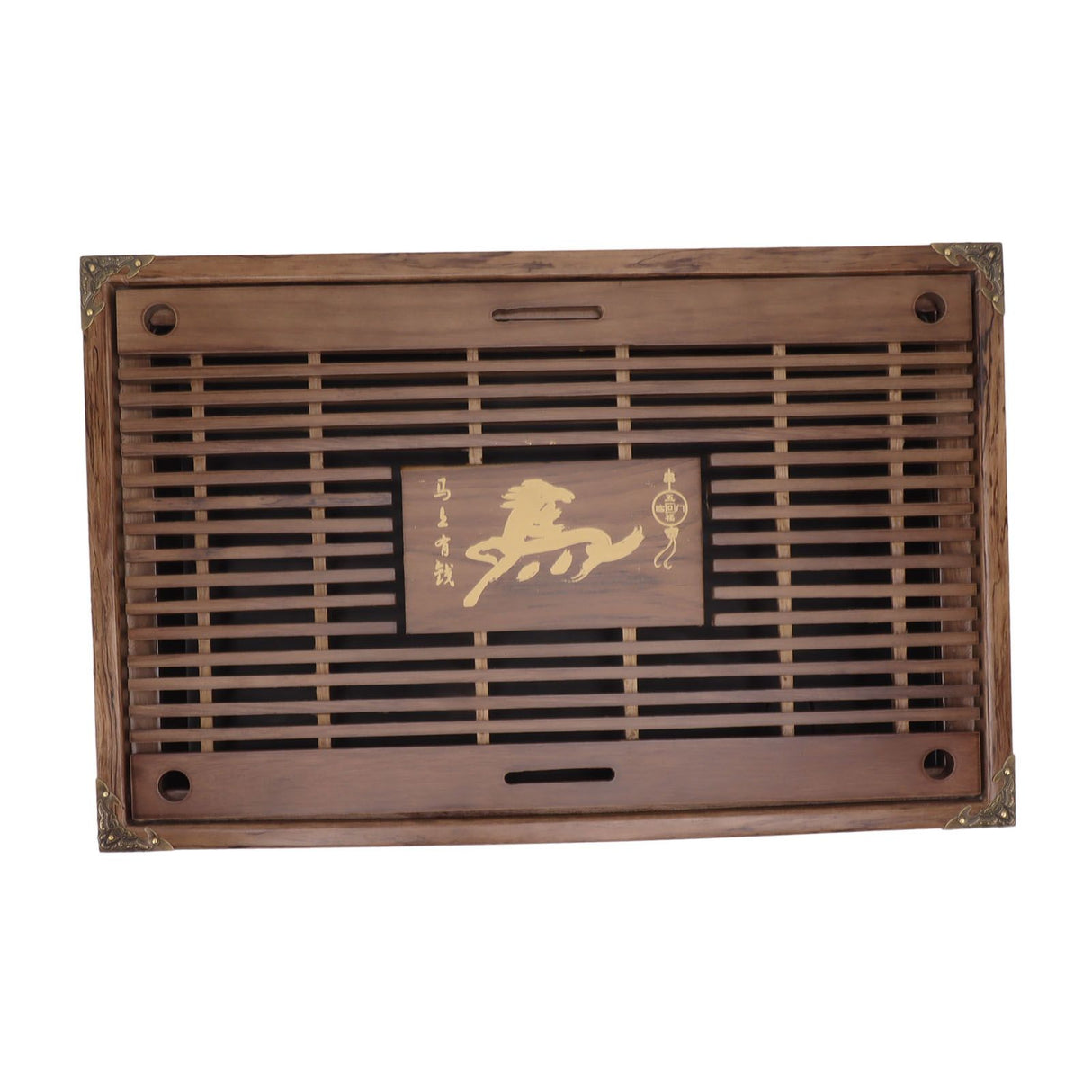 Water Storage Tea Tray with Drainage Tool Hose Non Fading Water Drainage Tea Serving Tray for Home Type A Light Black