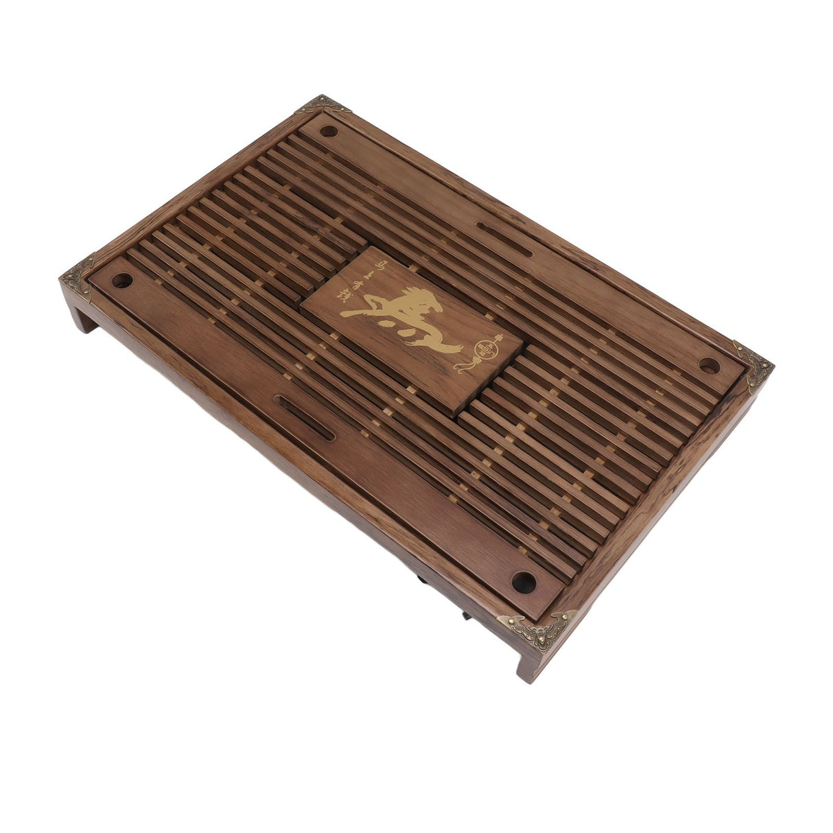 Water Storage Tea Tray with Drainage Tool Hose Non Fading Water Drainage Tea Serving Tray for Home Type A Light Black