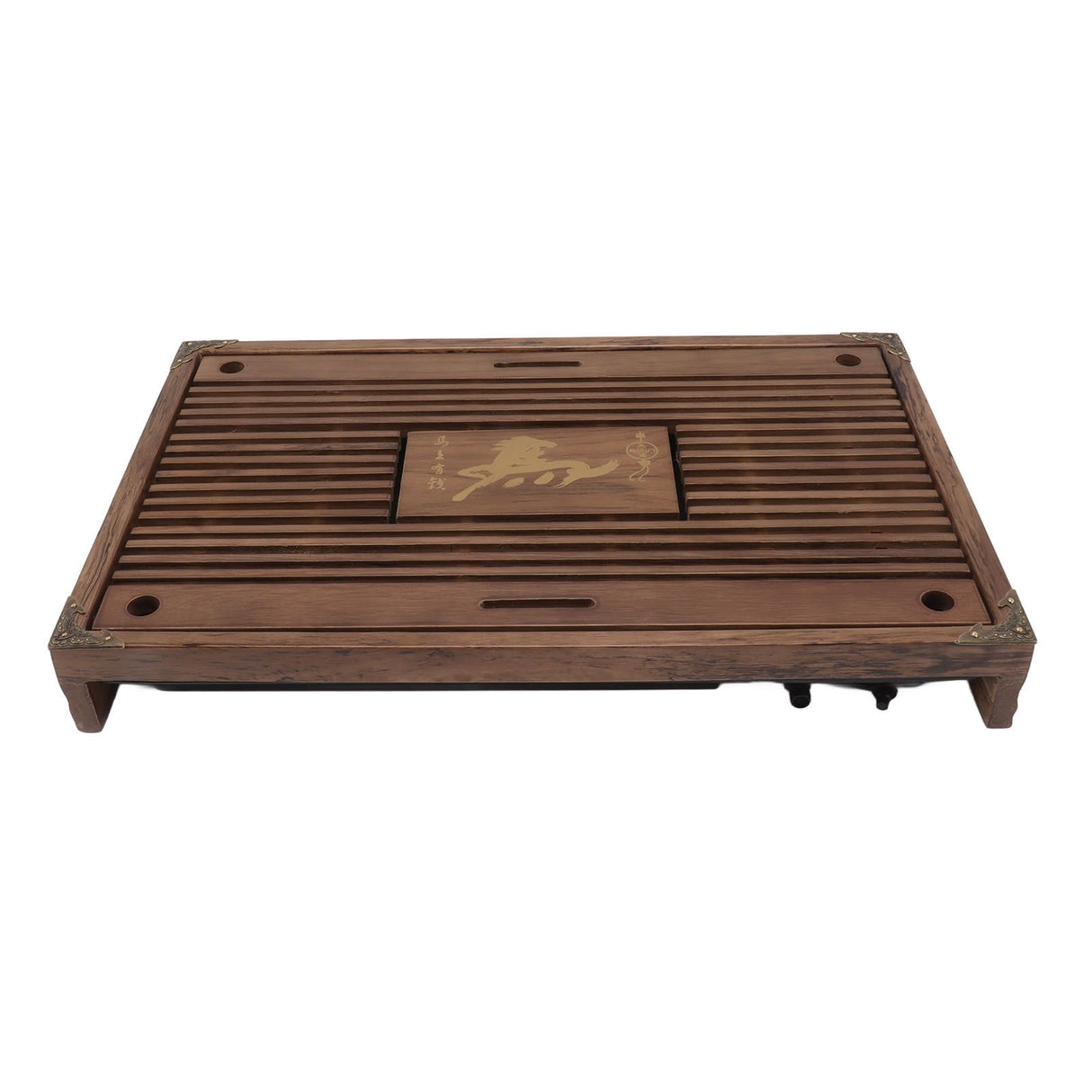 Water Storage Tea Tray with Drainage Tool Hose Non Fading Water Drainage Tea Serving Tray for Home Type A Light Black