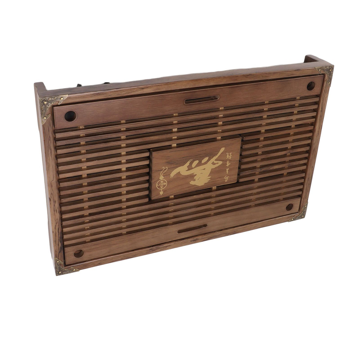 Water Storage Tea Tray with Drainage Tool Hose Non Fading Water Drainage Tea Serving Tray for Home Type A Light Black