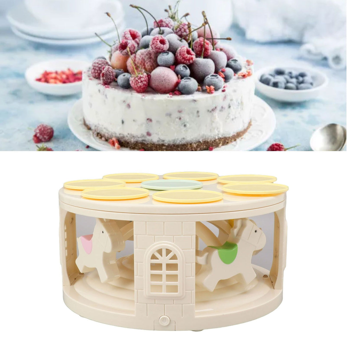 Rotary Dessert Machine LED Carousel Automatic Rotating Dessert Display Table with 4 Music for Wedding Party Supplies