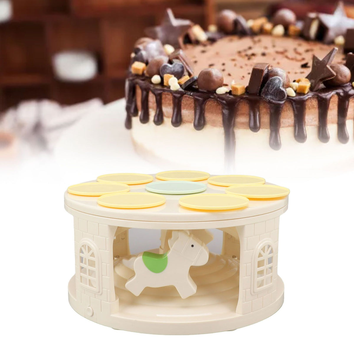 Rotary Dessert Machine LED Carousel Automatic Rotating Dessert Display Table with 4 Music for Wedding Party Supplies
