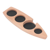 Coffee Tamper Holder Boat Shape 4 Slots Anti Slip Stable Wooden Coffee Tamping Station 53mm/2.1in