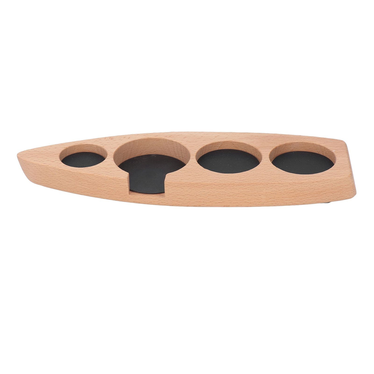 Coffee Tamper Holder Boat Shape 4 Slots Anti Slip Stable Wooden Coffee Tamping Station 53mm/2.1in