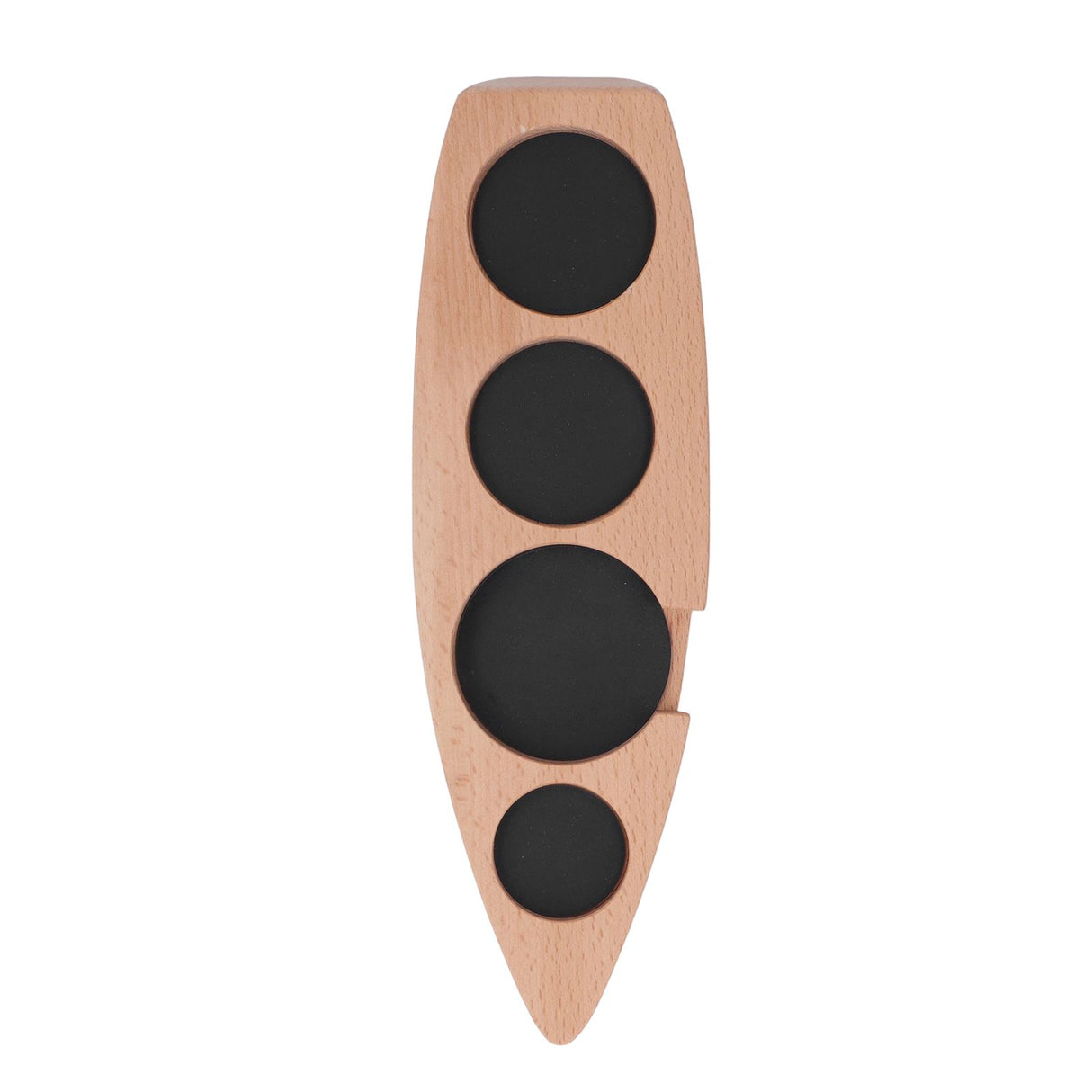 Coffee Tamper Holder Boat Shape 4 Slots Anti Slip Stable Wooden Coffee Tamping Station 53mm/2.1in