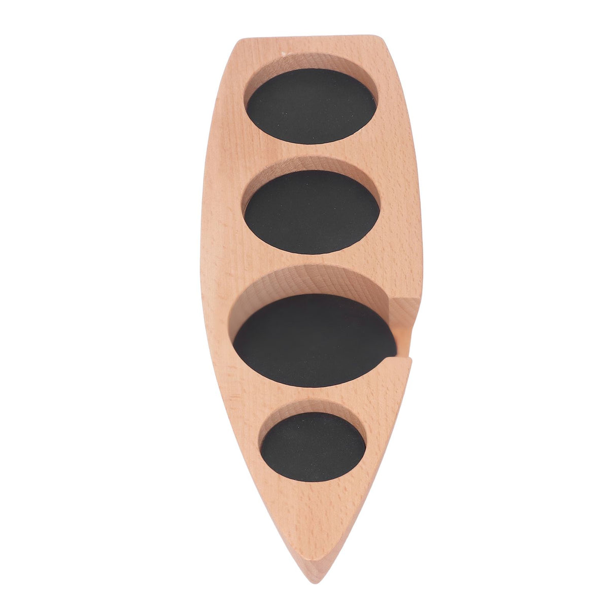 Coffee Tamper Holder Boat Shape 4 Slots Anti Slip Stable Wooden Coffee Tamping Station 53mm/2.1in