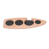 Coffee Tamper Holder Boat Shape 4 Slots Anti Slip Stable Wooden Coffee Tamping Station 53mm/2.1in