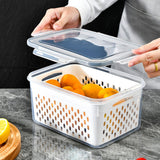 Drain Storage Basket Box Transparent Fruit Vegetable Storage Container for Kitchen Supplies 3300ML