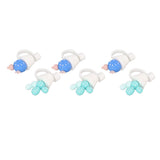 6Pcs Straw Cover Cap Cute Cartoon Reusable Silicone Toppers Drinking Tips Lids Plugs Type A - Front View